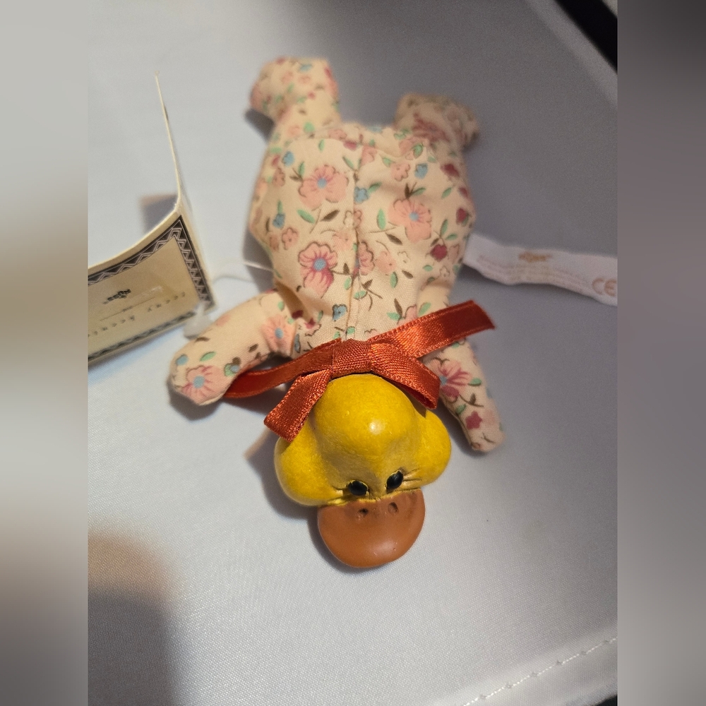 Vintage Russ Berrie Teeny Beenies Plush Stuffed Animal Ceramic Head Duck 7073